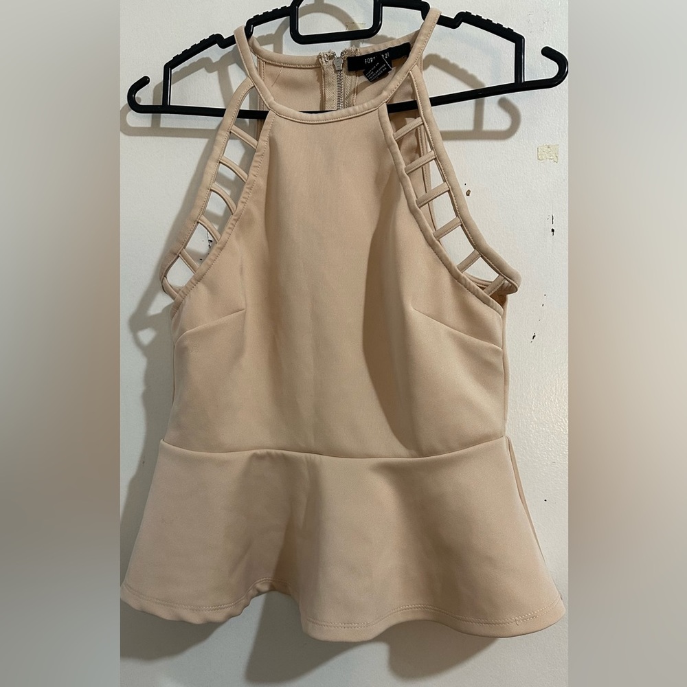 Beige/nude peplum top